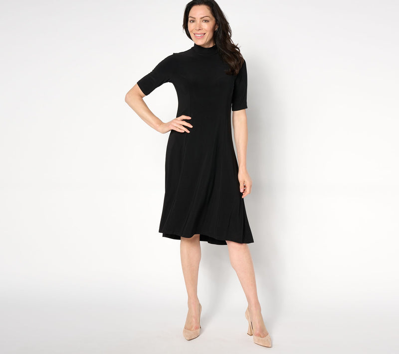 Dennis Basso Petite Italia Knit Dress with Elbow Sleeves — View 7