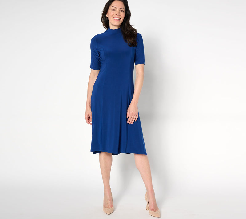 Dennis Basso Petite Italia Knit Dress with Elbow Sleeves — View 5