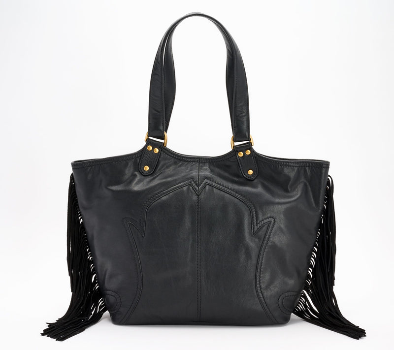 Vince Camuto Sandi Genuine Leather Tote with Fringe — View 9