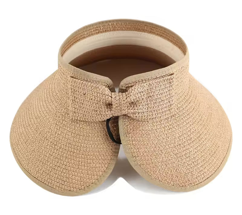 Violet and Brooks Poppy Adjustable Roll-Up Straw Bow Visor — View 13