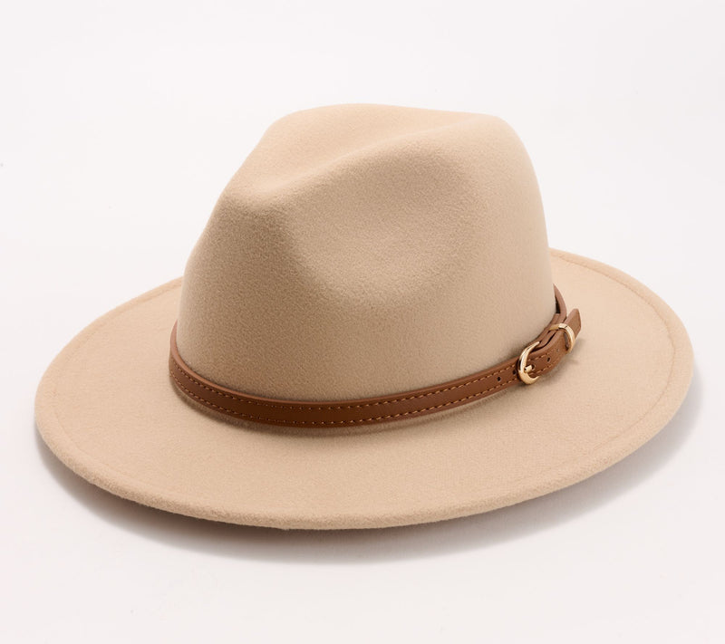 Complliments Felt Hat with Faux Leather Trim — View 13