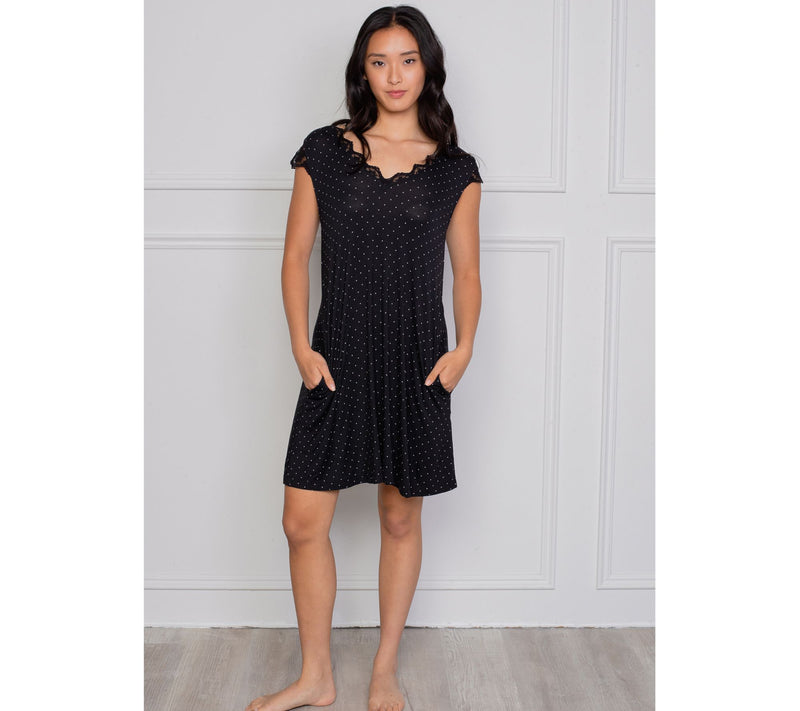 LATTELOVE Lace Trim Lounge Dress — View 3