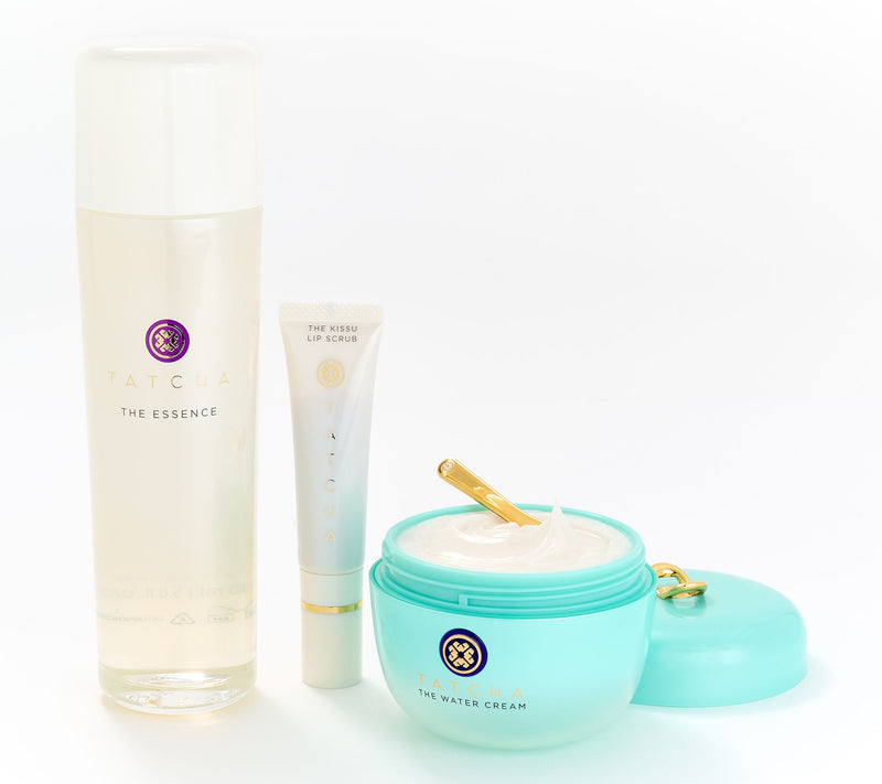 TATCHA Jumbo Water Cream, Essence, and Kissu Lip Scrub — Main view
