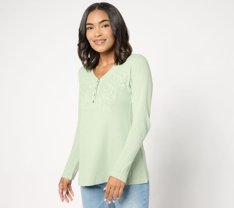 Coldwater Creek Waffle Knit with Embroidery — View 10