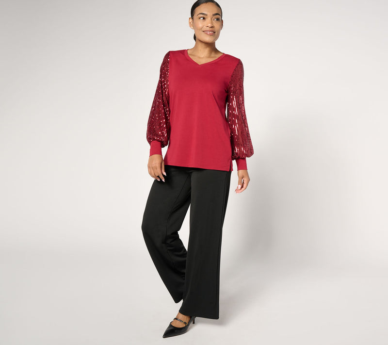 Jingle Belles by Kim Gravel TripleLuxe Knit Sequin Top — View 17