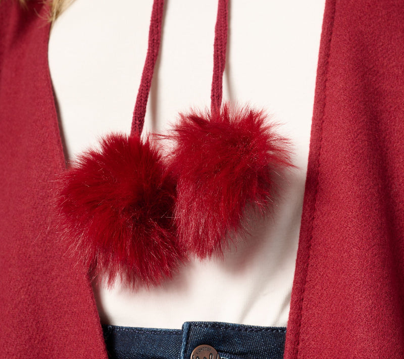 Jingle Belles by Kim Gravel Faux Fur Pom Pom Ruana — View 14