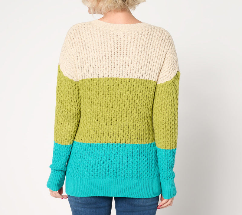 Belle by Kim Gravel Honeycomb Stitch Color Block Sweater — View 3