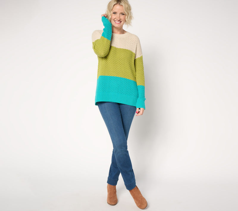 Belle by Kim Gravel Honeycomb Stitch Color Block Sweater — View 4