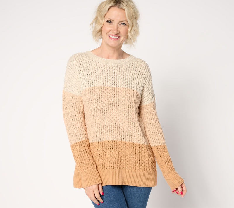 Belle by Kim Gravel Honeycomb Stitch Color Block Sweater — View 11