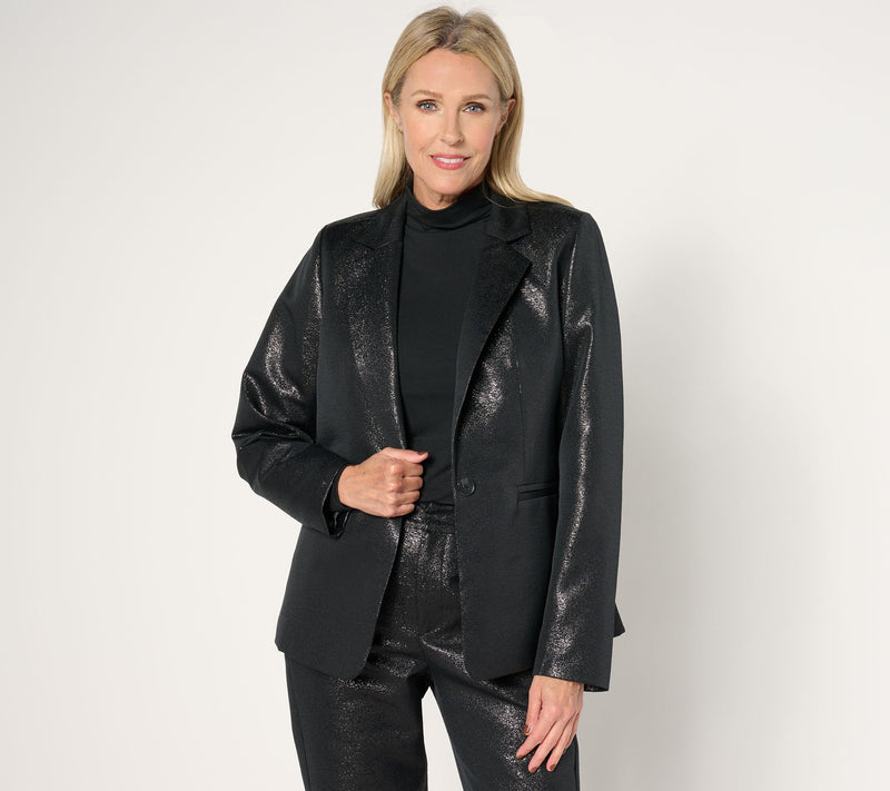 Joan Rivers Red Carpet Petite Metallic Shimmer Blazer — View 13