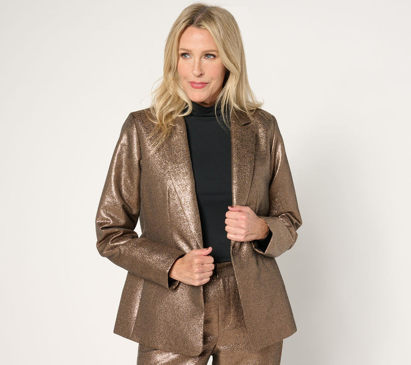 Joan Rivers Red Carpet Petite Metallic Shimmer Blazer — View 7