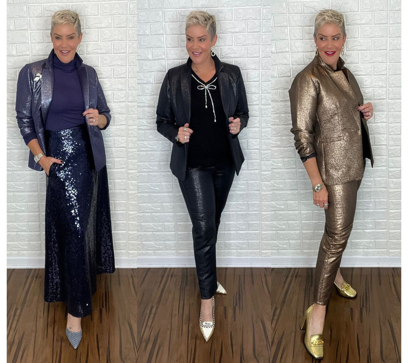 Joan Rivers Red Carpet Petite Metallic Shimmer Blazer — View 19