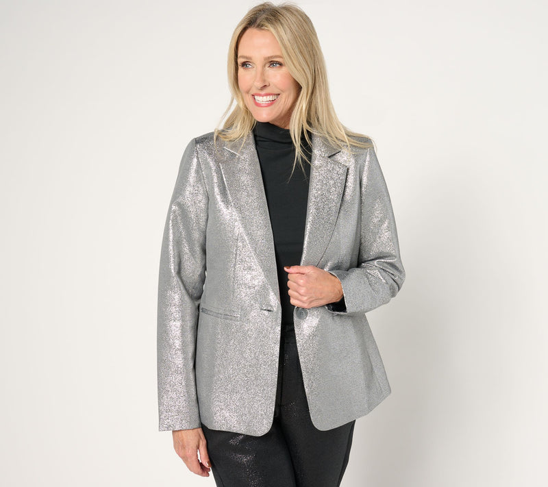 Joan Rivers Red Carpet Petite Metallic Shimmer Blazer — View 5