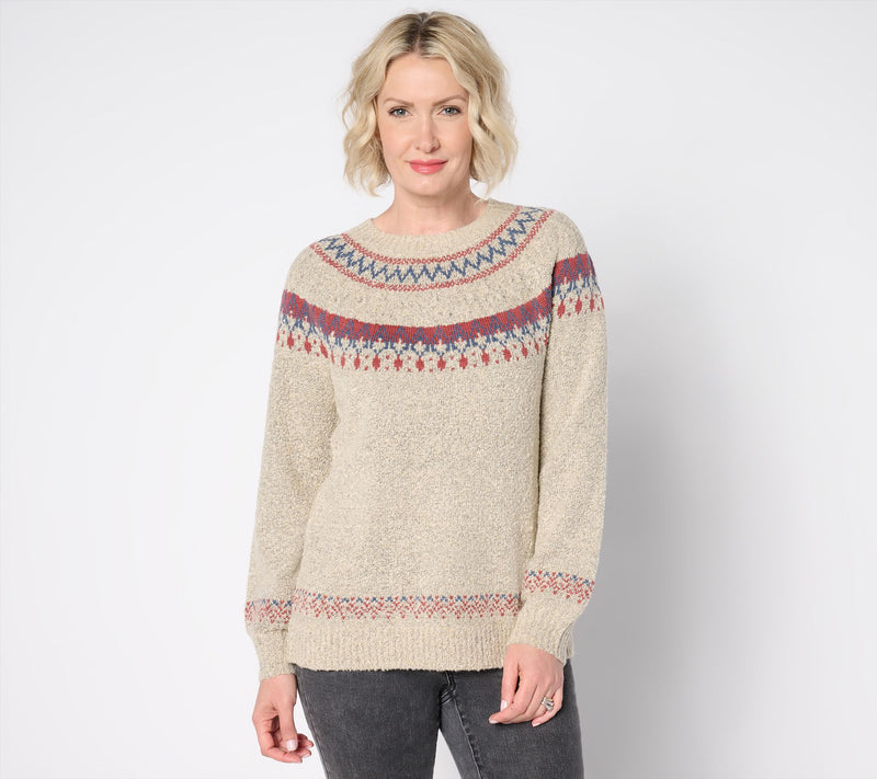 Denim & Co. Heritage Fair Isle Jacquard Sweater — Main view
