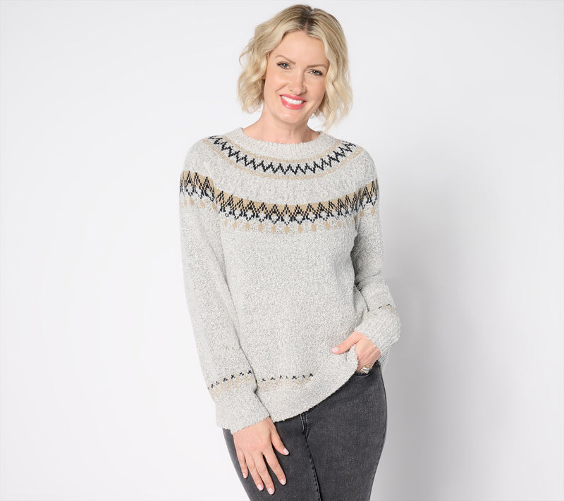 Denim & Co. Heritage Fair Isle Jacquard Sweater — View 11