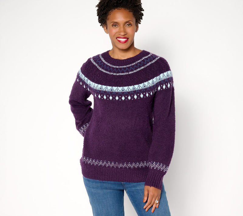 Denim & Co. Heritage Fair Isle Jacquard Sweater — View 13