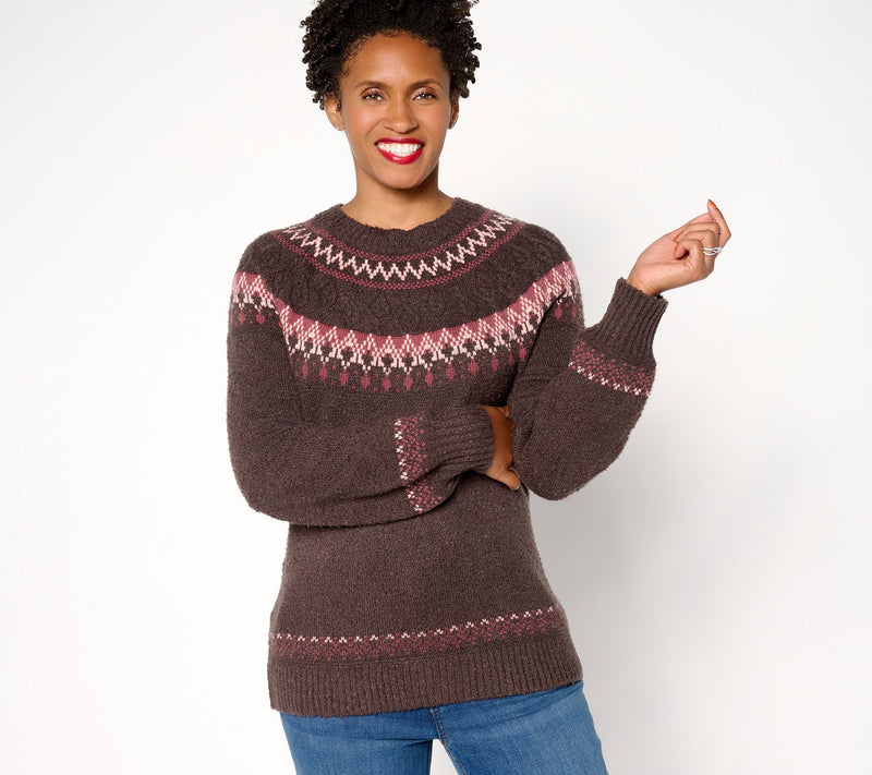Denim & Co. Heritage Fair Isle Jacquard Sweater — View 14