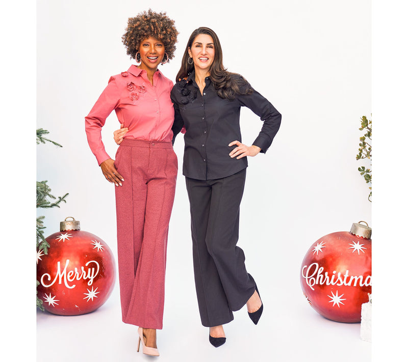 BEAUTIFUL by Lawrence Zarian Embellished Button-Front Poplin Shirt — View 14