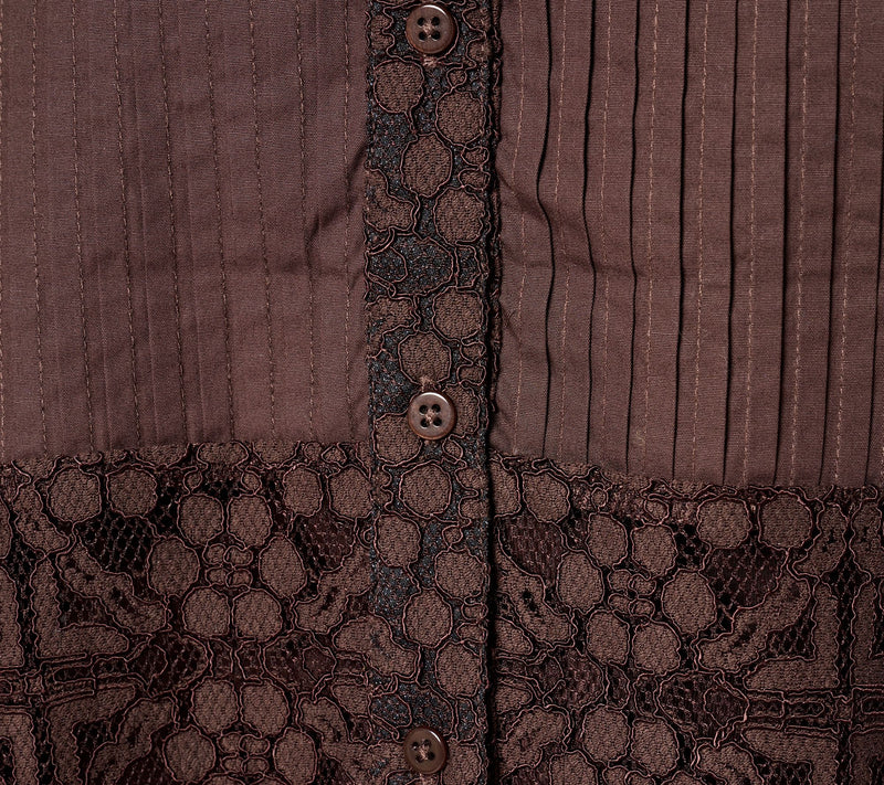 BEAUTIFUL by Lawrence Zarian Button Front Lace Shirt with Knit Tank — View 5
