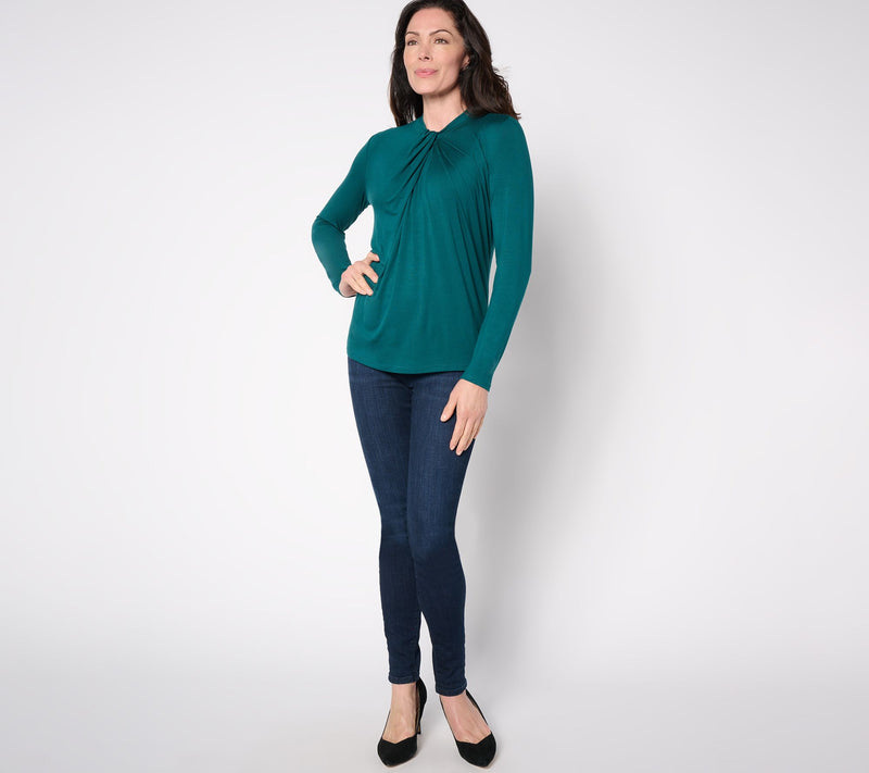 BEAUTIFUL by Lawrence Zarian Twisted Neckline Long- Sleeve Knit Top — View 11