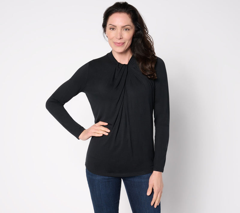 BEAUTIFUL by Lawrence Zarian Twisted Neckline Long- Sleeve Knit Top — View 7