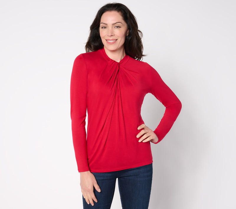 BEAUTIFUL by Lawrence Zarian Twisted Neckline Long- Sleeve Knit Top — View 9