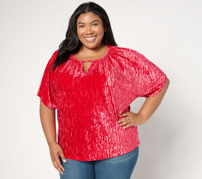 BEAUTIFUL by Lawrence Zarian Crinkle Velvet Top — View 3