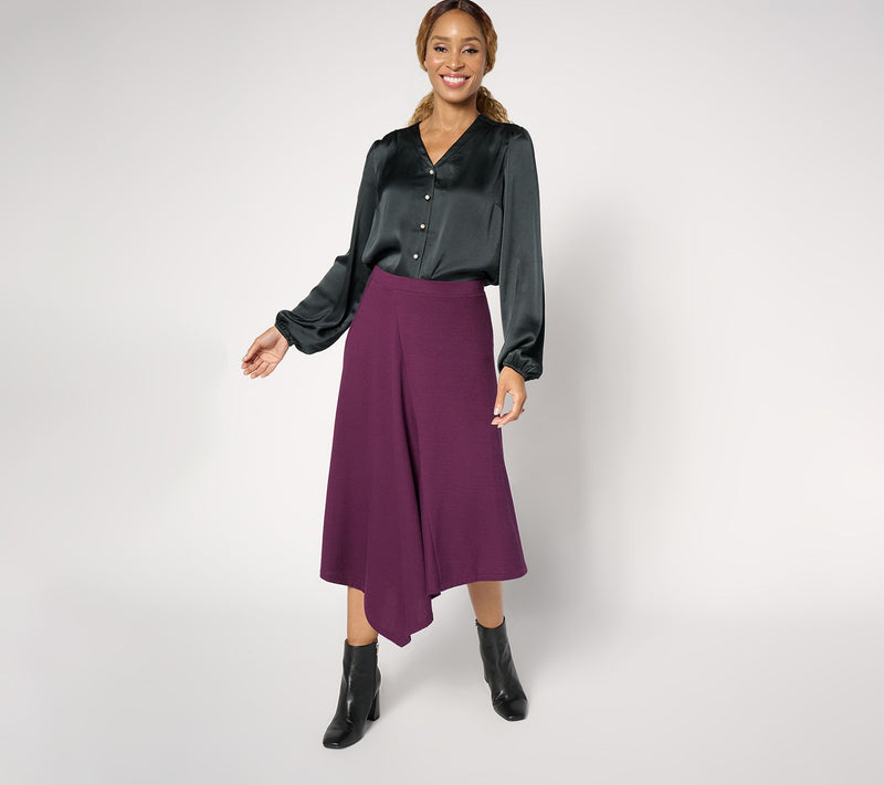 BEAUTIFUL by Lawrence Zarian Regular Asymmetric Rib Knit Skirt — View 10