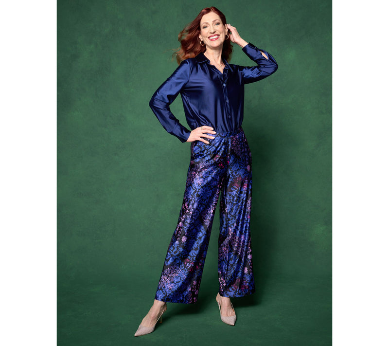 Women with Control Fluid Satin Button Front Top — View 15