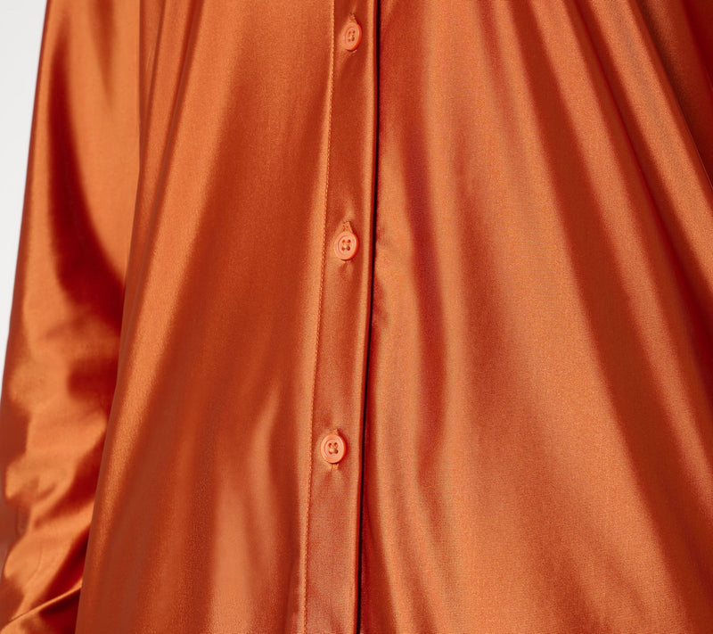 Women with Control Fluid Satin Button Front Top — View 13