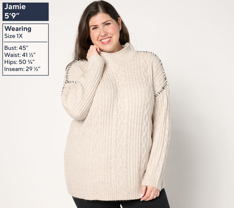 Women with Control Cable Knit Sweater — View 2