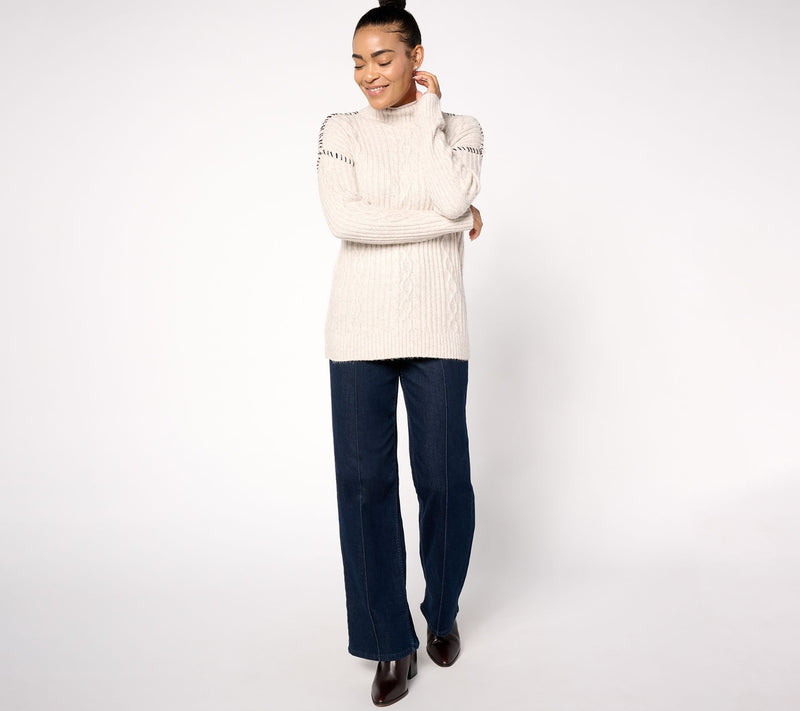 Women with Control Cable Knit Sweater — View 4