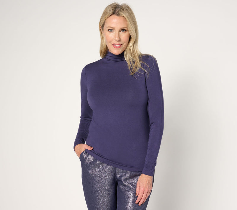 Joan Rivers Wardrobe Builders ButterSoft Funnel Neck Top — View 9
