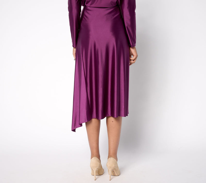 Attitudes by Renee Fluid Satin Regular Asymmetric Hem Skirt — View 11
