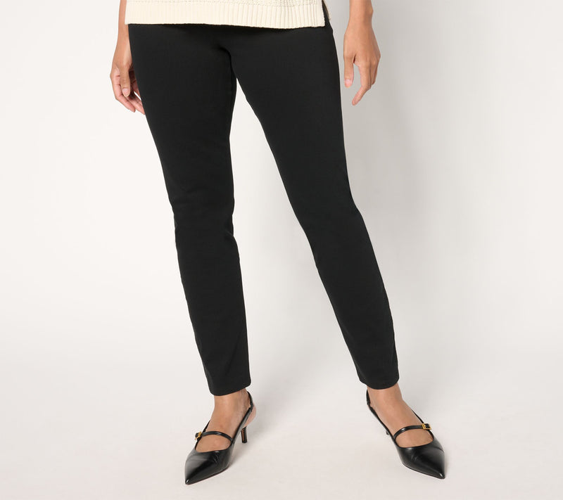 Women with Control Tummy Control Prime Stretch Denim Petite Pants — View 3
