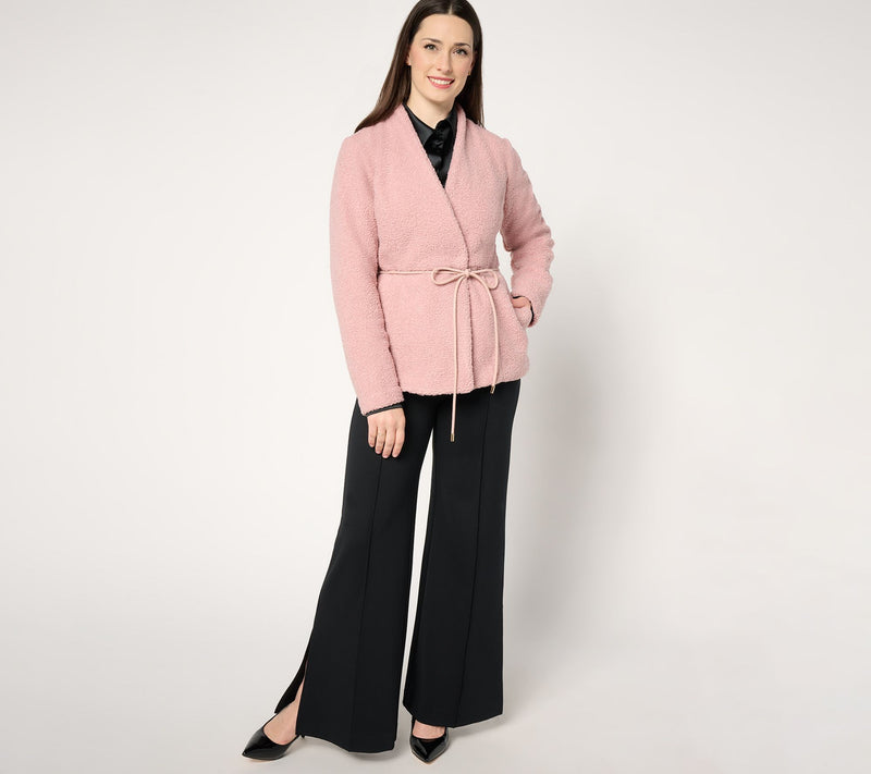 BEAUTIFUL by Lawrence Zarian Sherpa Jacket with Faux Leather Belt — View 11