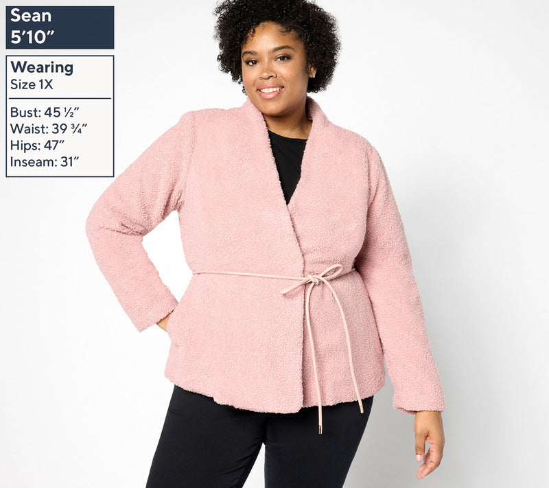 BEAUTIFUL by Lawrence Zarian Sherpa Jacket with Faux Leather Belt — View 8