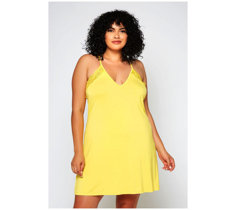 iCollection Knit Racerback Chemise with Lace Detail — View 7