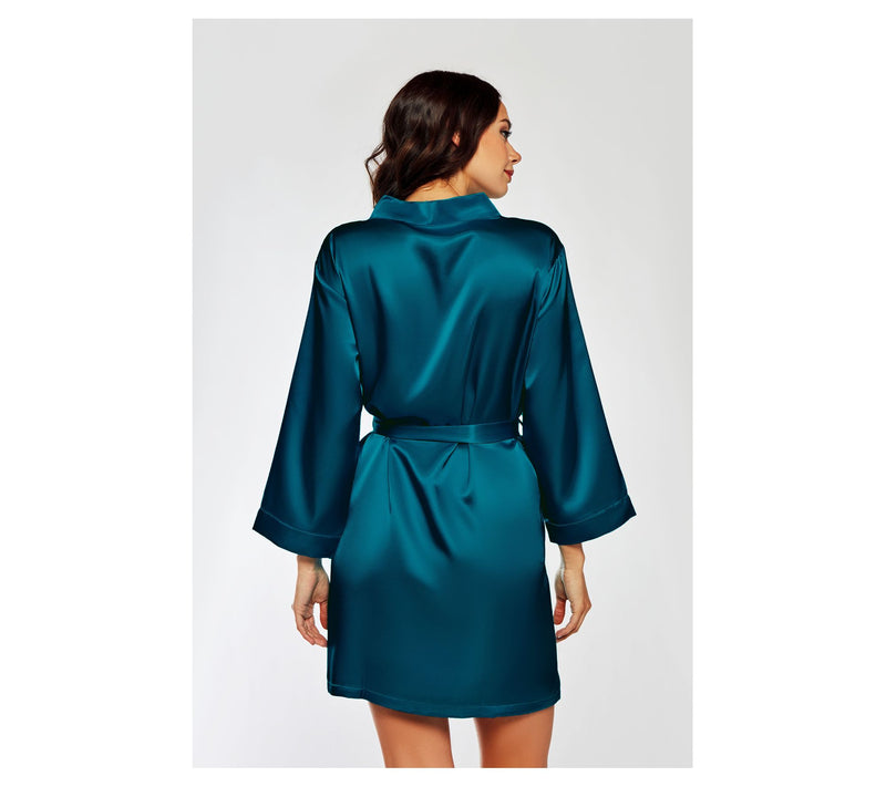 iCollection Soft Satin Peacock Robe — View 2
