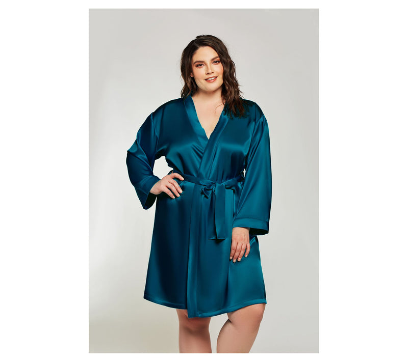 iCollection Soft Satin Peacock Robe — View 4