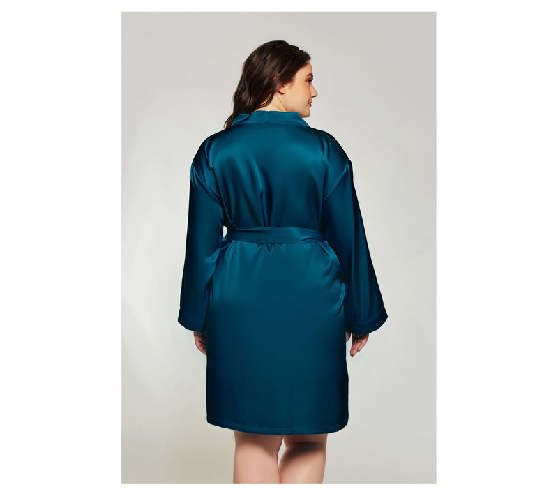iCollection Soft Satin Peacock Robe — View 3