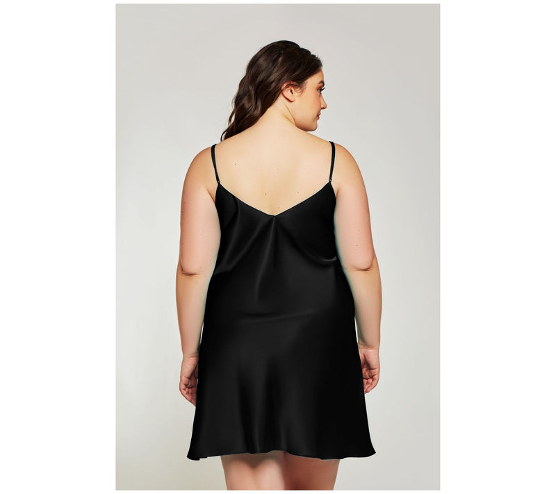 iCollection Bias Cut Satin Black Chemise — View 4