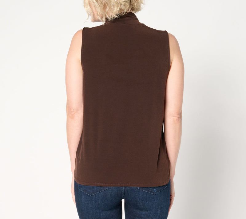 Susan Graver Liquid Knit Sleeveless Top w/ Ruched Mock-Neck — View 11