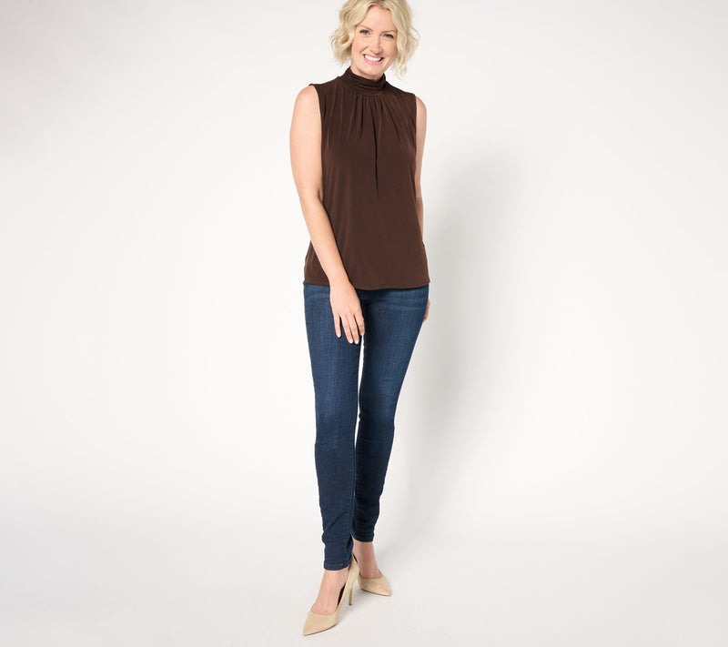 Susan Graver Liquid Knit Sleeveless Top w/ Ruched Mock-Neck — View 12