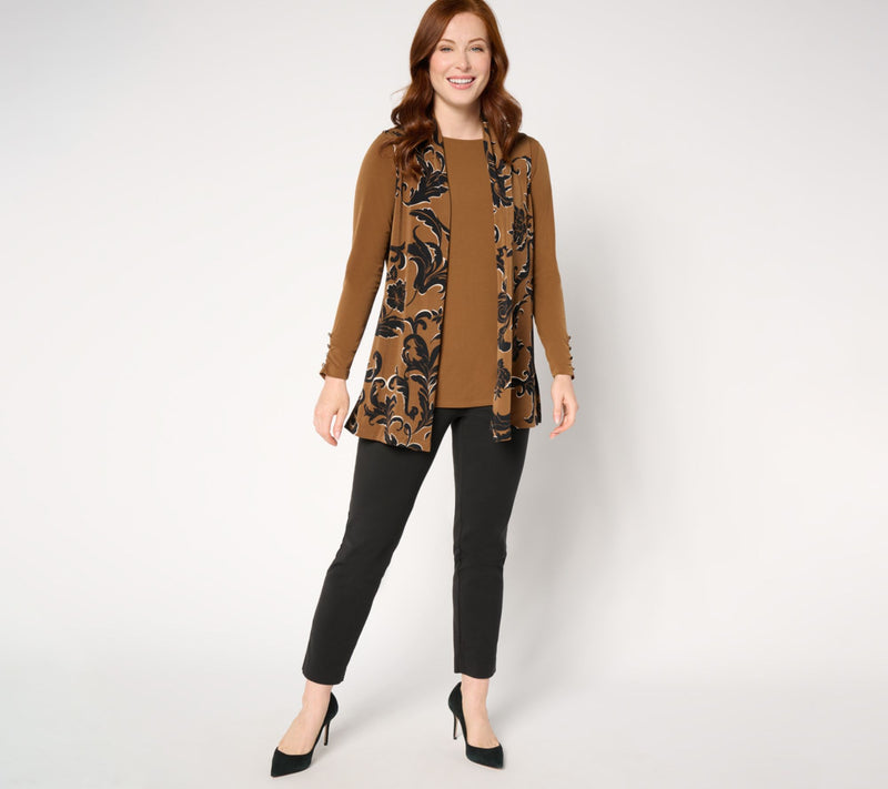 Susan Graver Petite Printed Textured Liquid Knit Vest w/ Solid Top Set — View 4