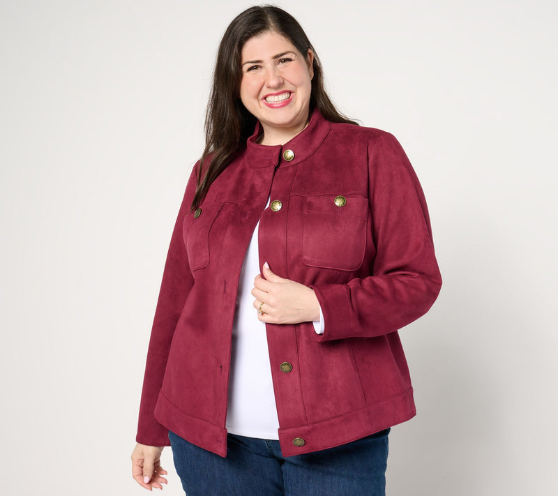 GRAVER Susan Graver Faux Suede Button Front Jacket — View 8