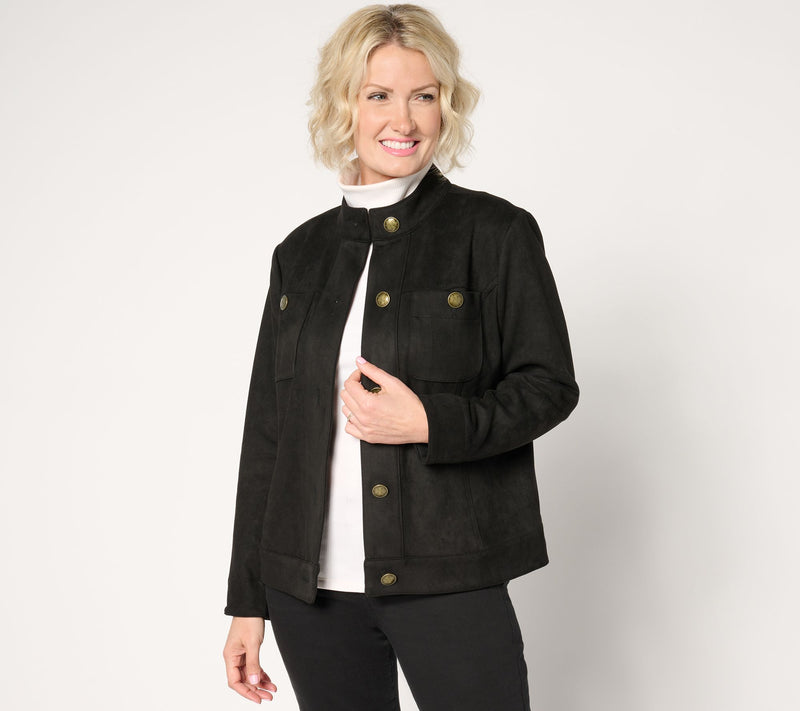 GRAVER Susan Graver Faux Suede Button Front Jacket — View 7