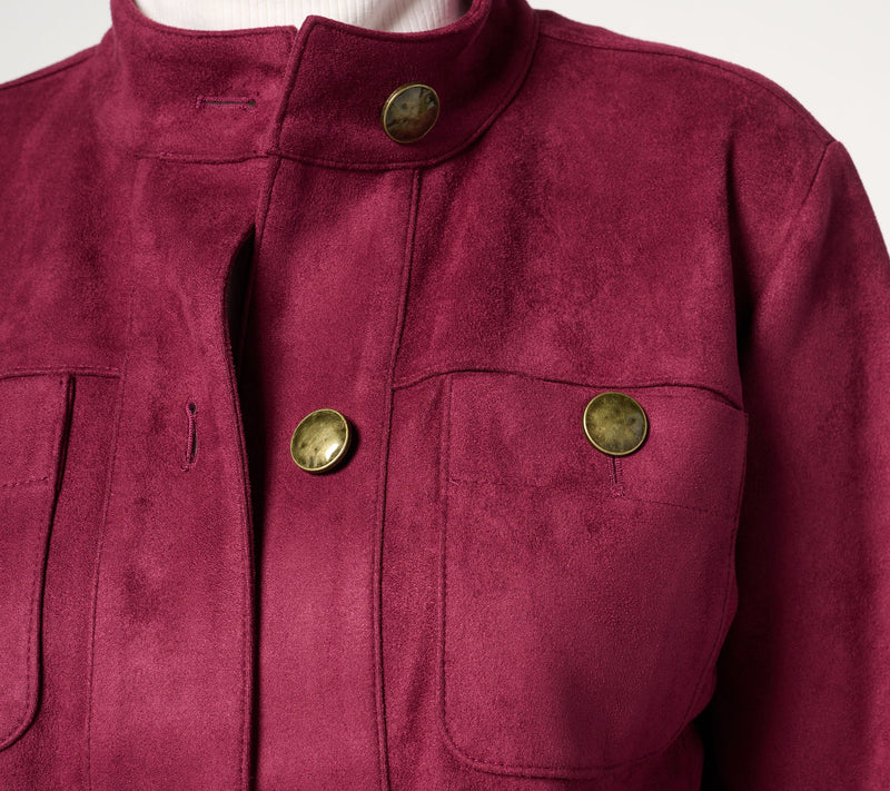 GRAVER Susan Graver Faux Suede Button Front Jacket — View 11