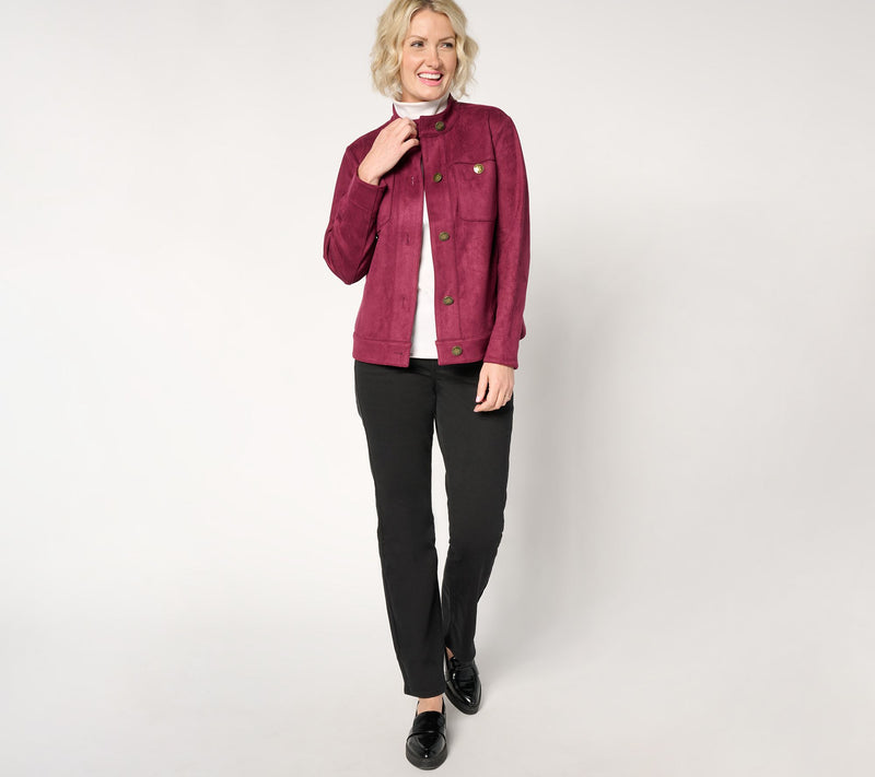 GRAVER Susan Graver Faux Suede Button Front Jacket — View 10
