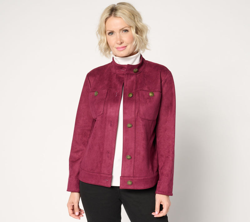 GRAVER Susan Graver Faux Suede Button Front Jacket — Main view